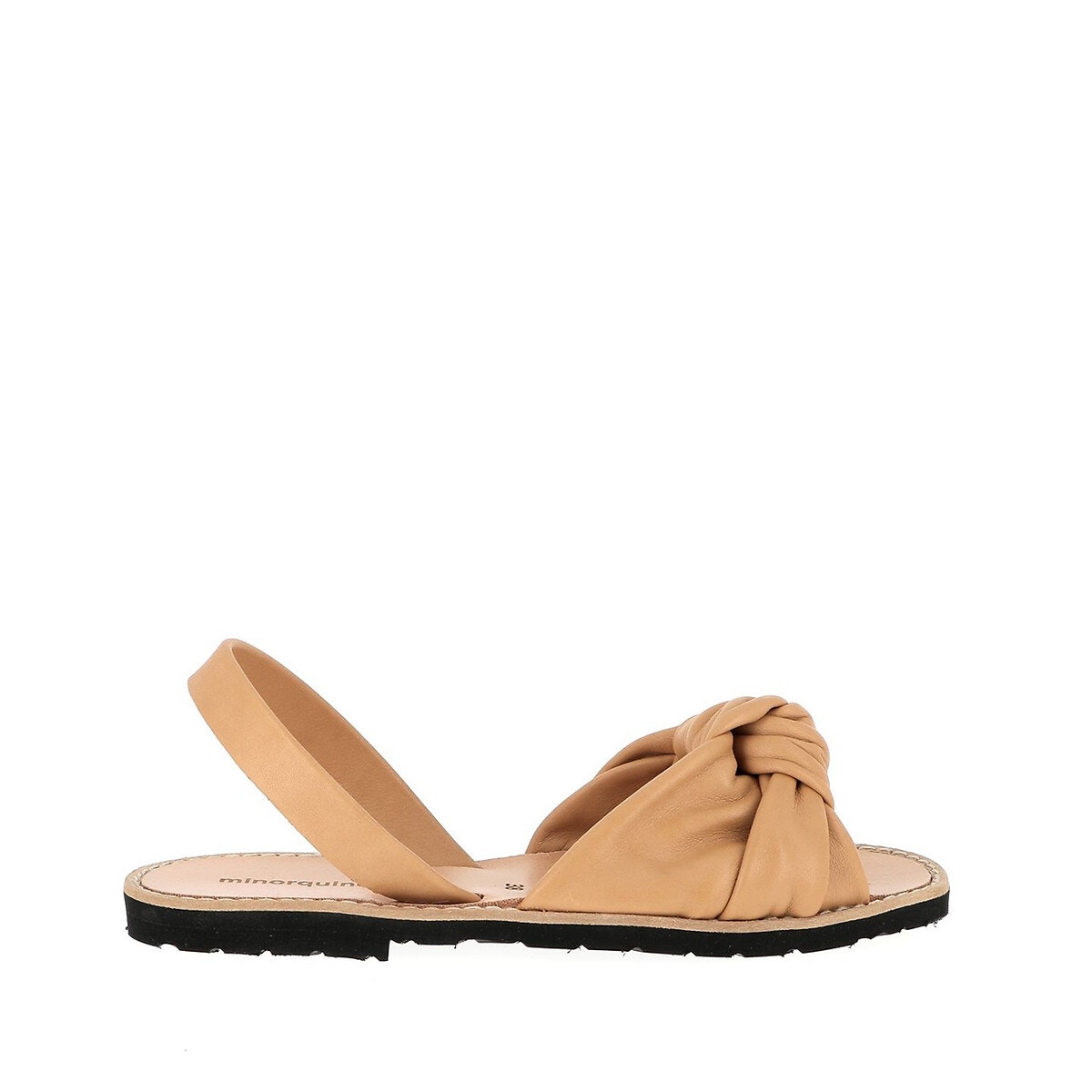 Sandales En Cuir Talon Plat Avarca Bahia beige, MINORQUINES