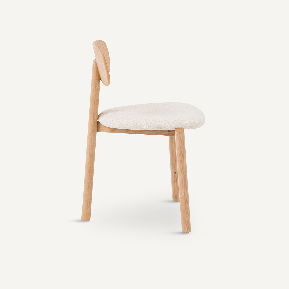 Chaise 3 pieds, en chêne, plaqué chêne et tissu bouclette, MARAIS chêne/craie, EMMANUEL GALLINA X AM.PM