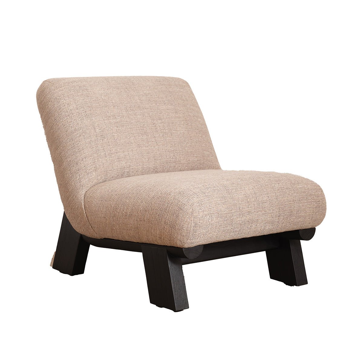Fauteuil en mindi massif et tissu texturé ANOUK grège chiné, BERAH GETAH