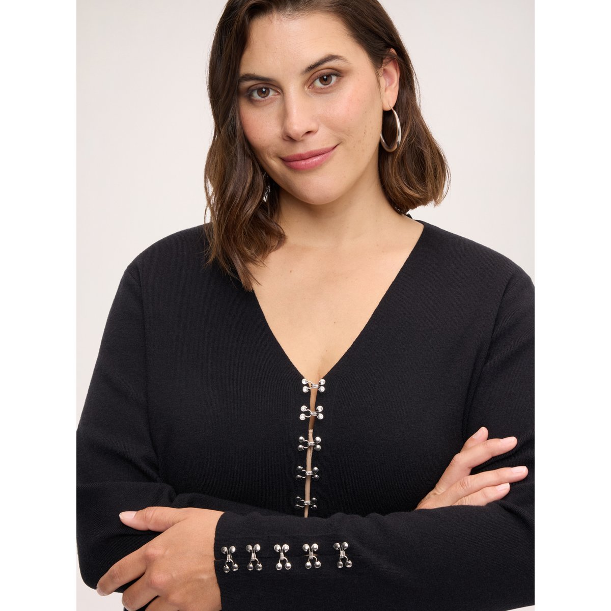 Cardigan avec applications métalliques noir, FIORELLA RUBINO