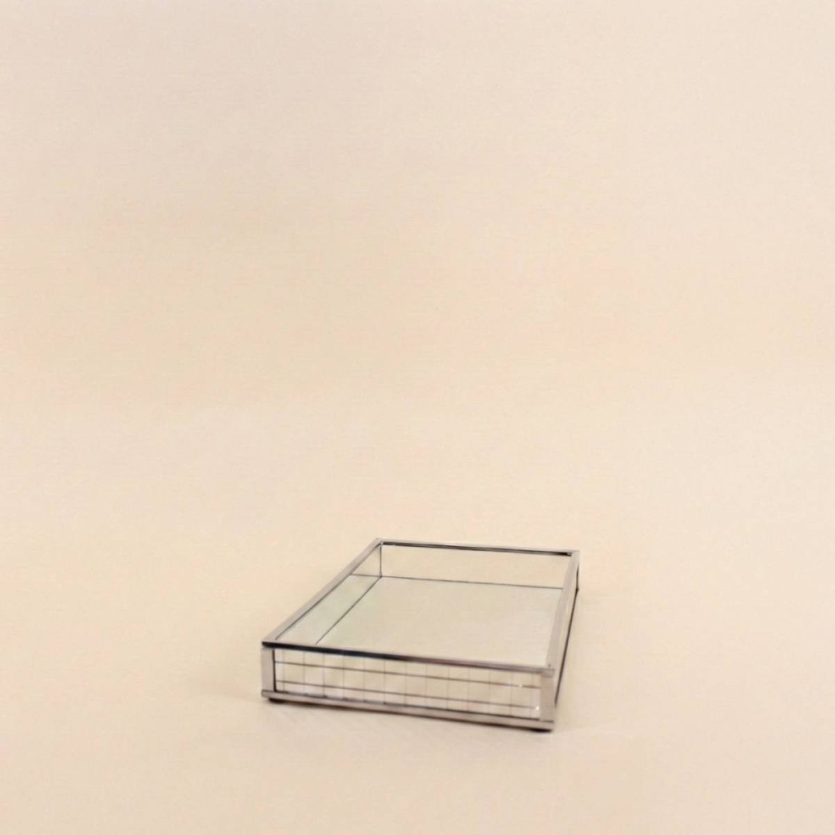 Plateau à facettes miroir 24x14cm gris, ORNAMI