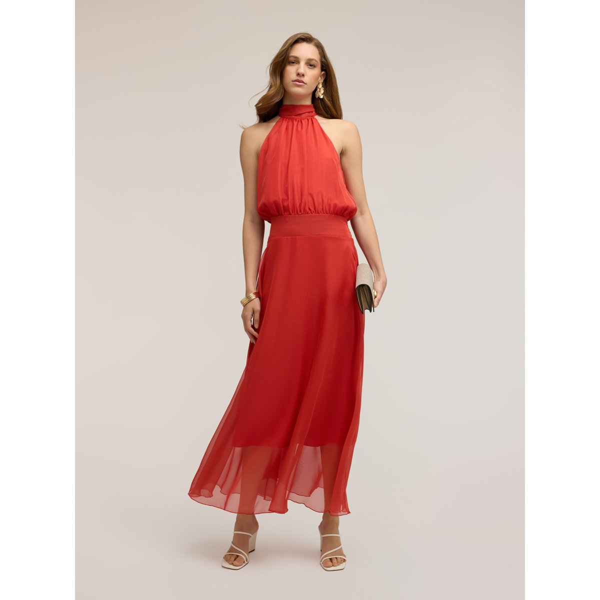 Robe longue avec encolure dos-nu rouge, MOTIVI