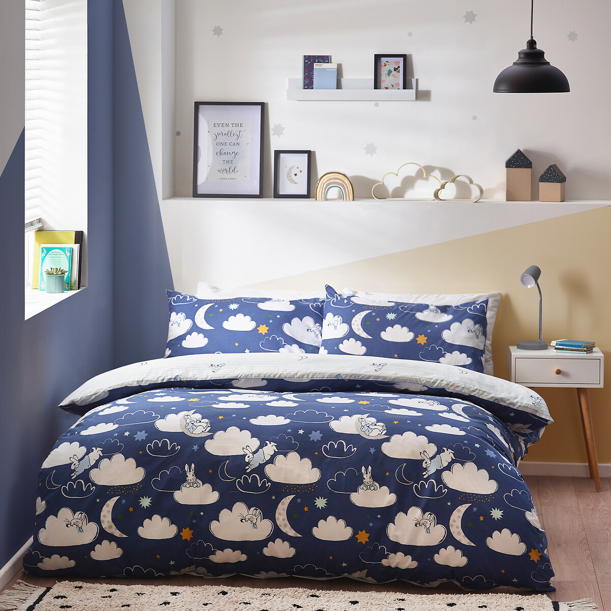 Peter Rabbit Sleepy Cotton Mix Duvet Cover and Pillowcase Set blue, PETER RABBIT