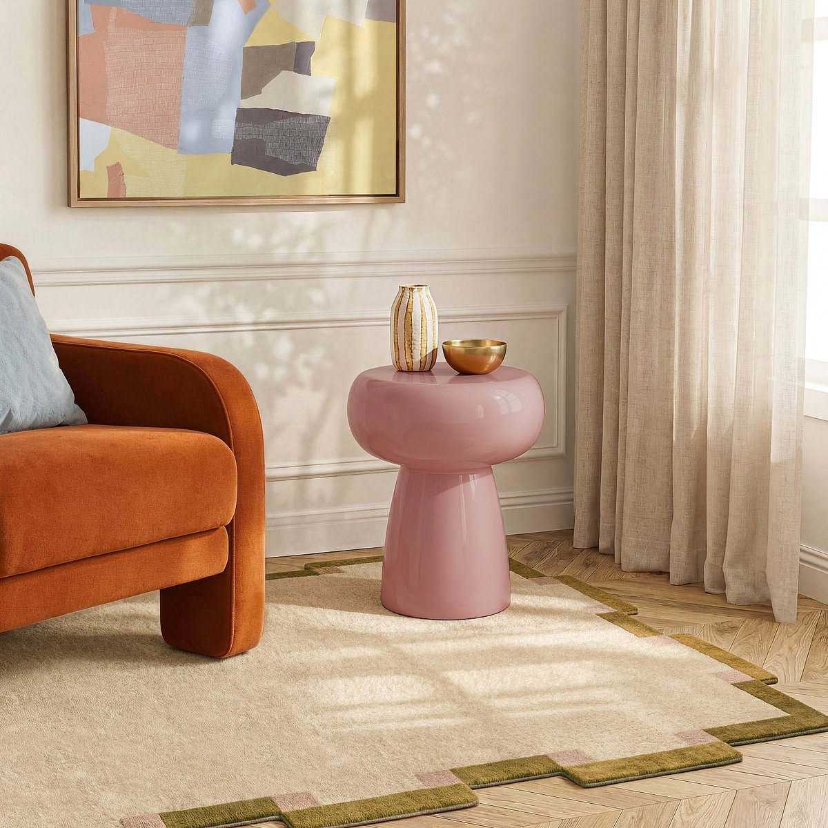Table d'appoint en métal DONIA rose poudré, HABITAT