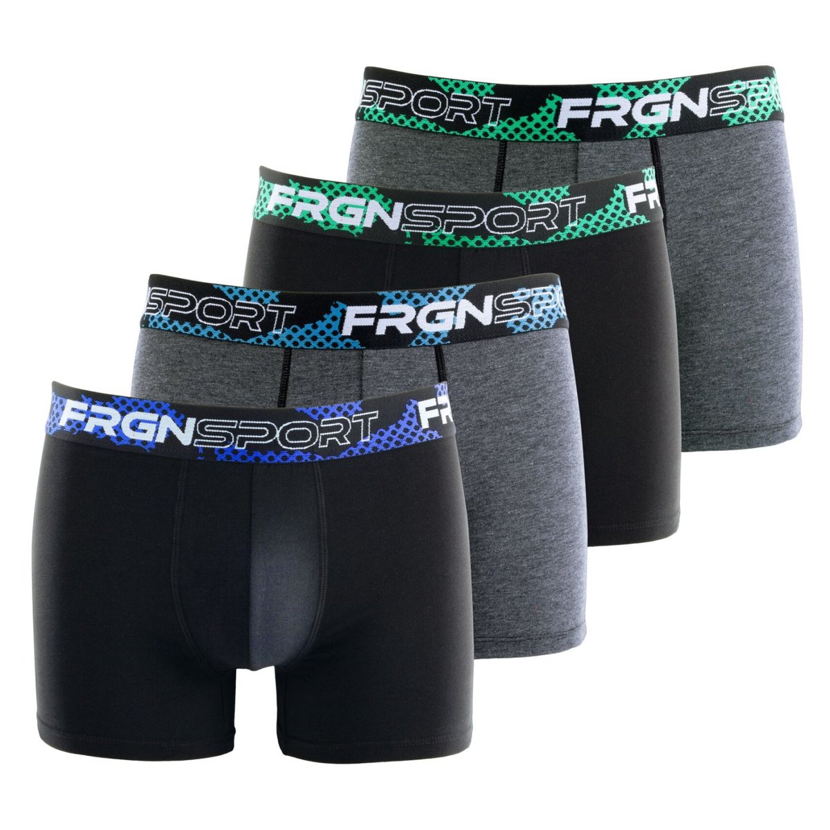 Lot De 4 Boxers Sport Coton noir/gris/bleu, FREEGUN