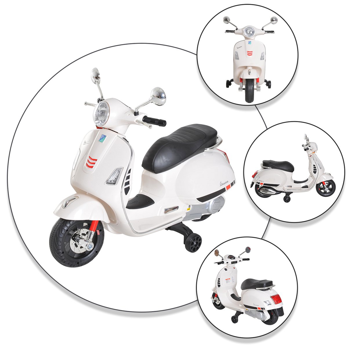 Moto électrique à conducteur assis Plastique blanc, HOMCOM