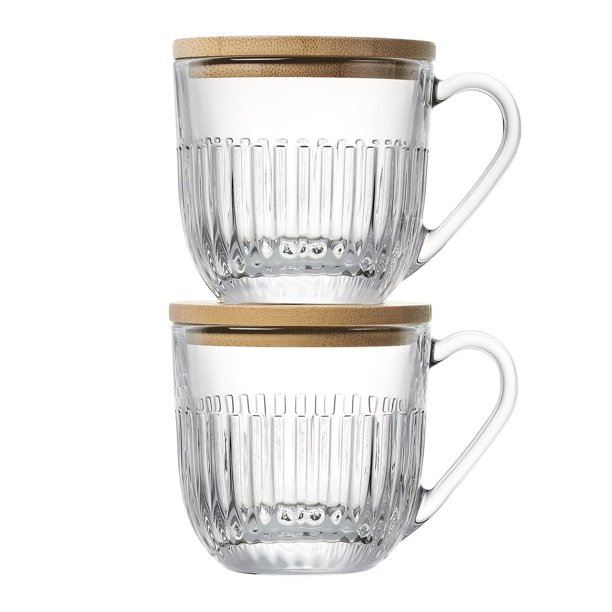 Coffret de 2 tasses avec couvercles OUESSANT /sous tasses en bambou - Made in France transparent, LA ROCHERE