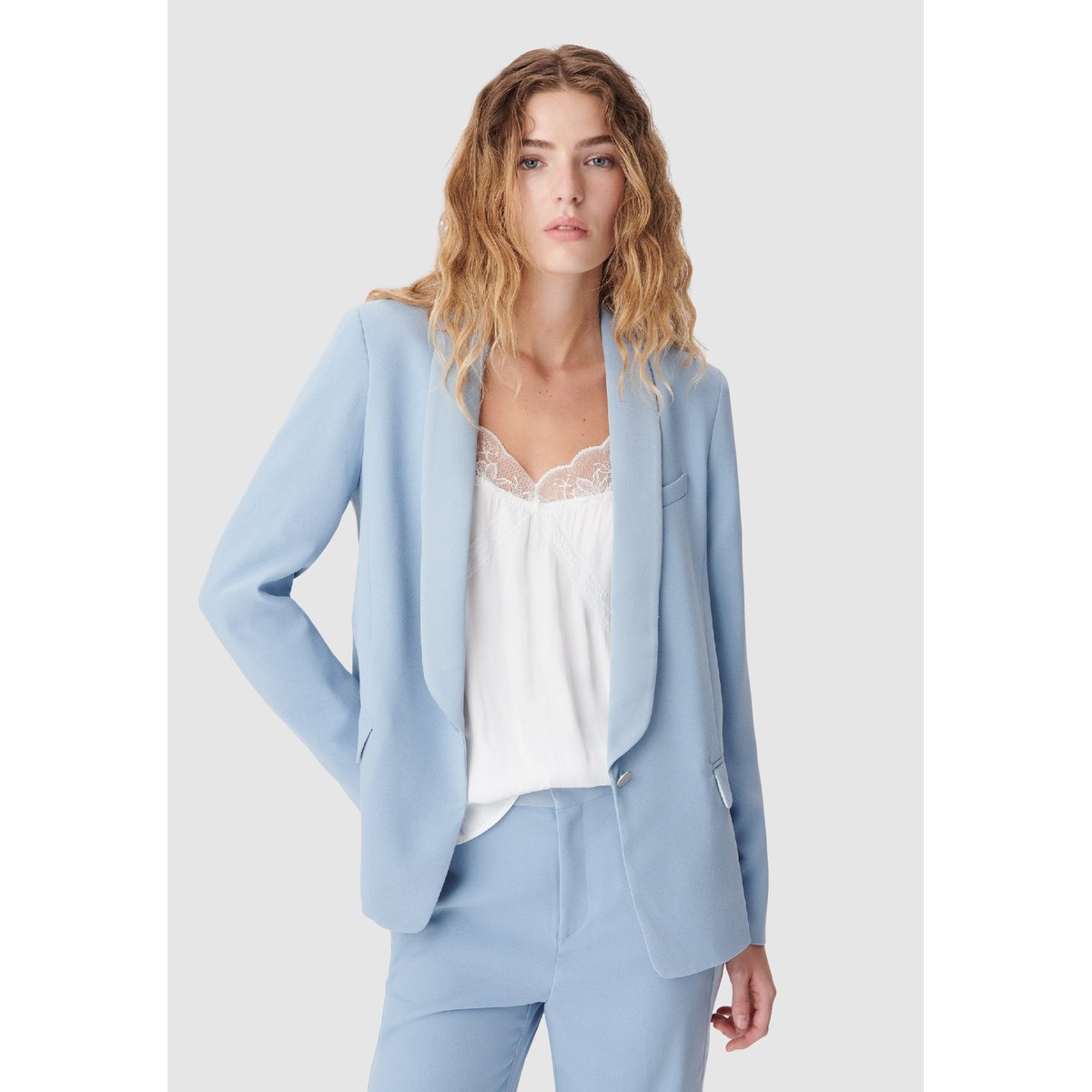 Veste de tailleur oversize fluide bleu, IKKS