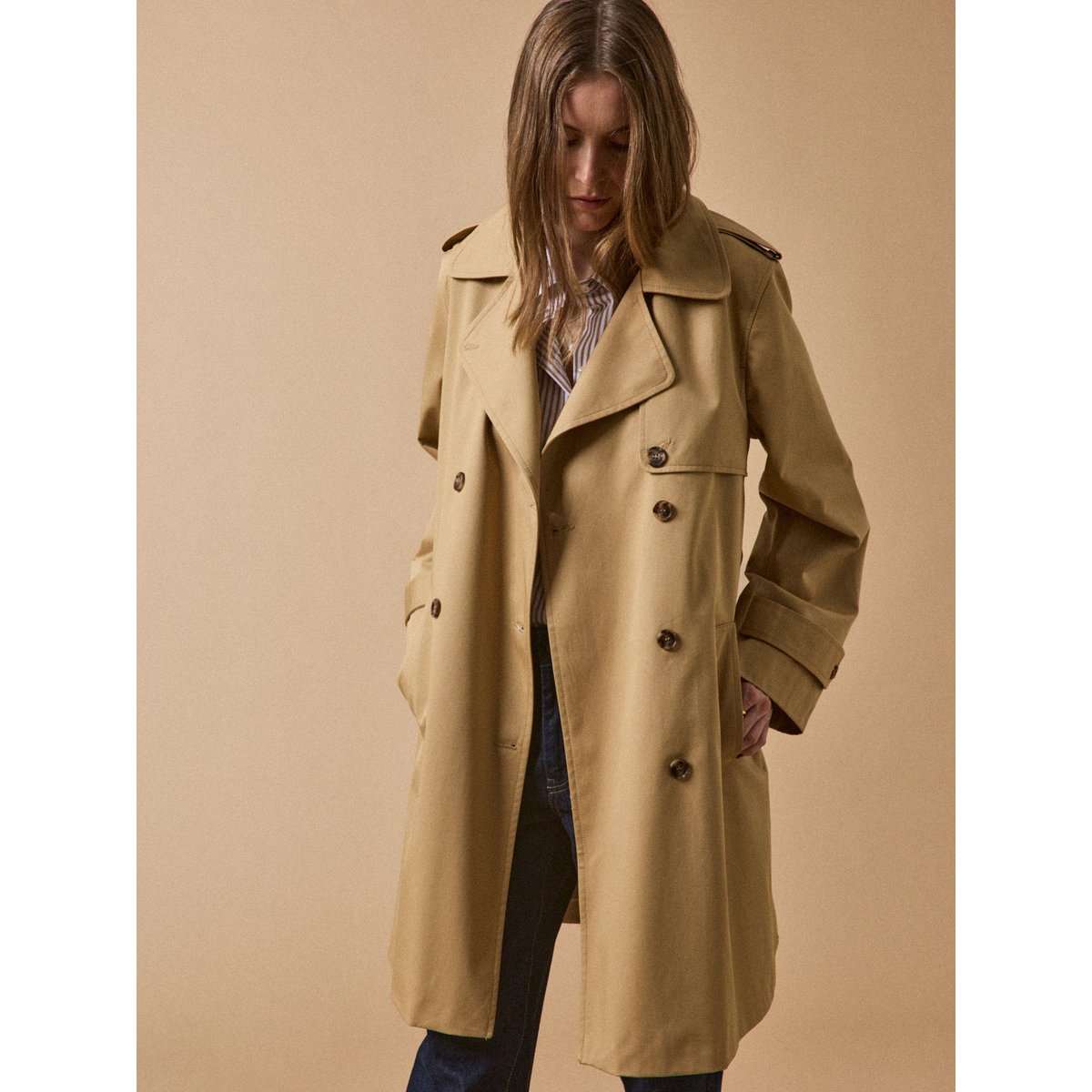 Trench long coton biologique beige, CYRILLUS