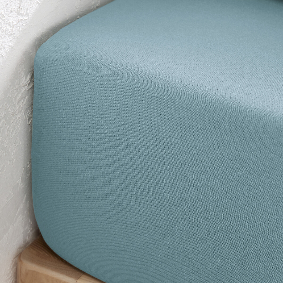 Hoeslaken in jerseykatoen, omslag 30cm, Scenario blauw azuur, LA REDOUTE INTERIEURS
