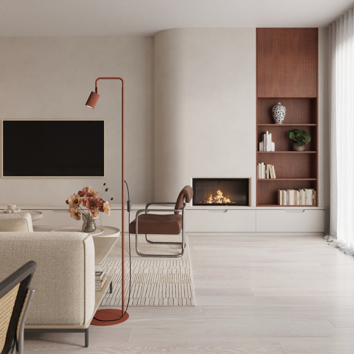 Lampadaire Aluminium Ocre Rouge GU10 1 KARBON ocre rouge, EDEN