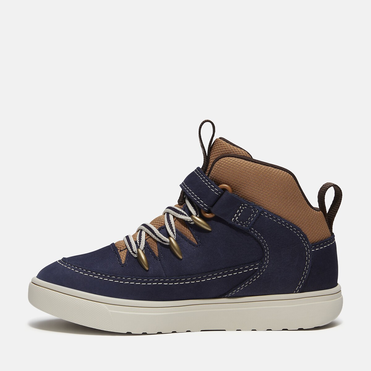 Kids Lisbon Street Mid Lace Elasticated Lace Trainers navy blue, TIMBERLAND
