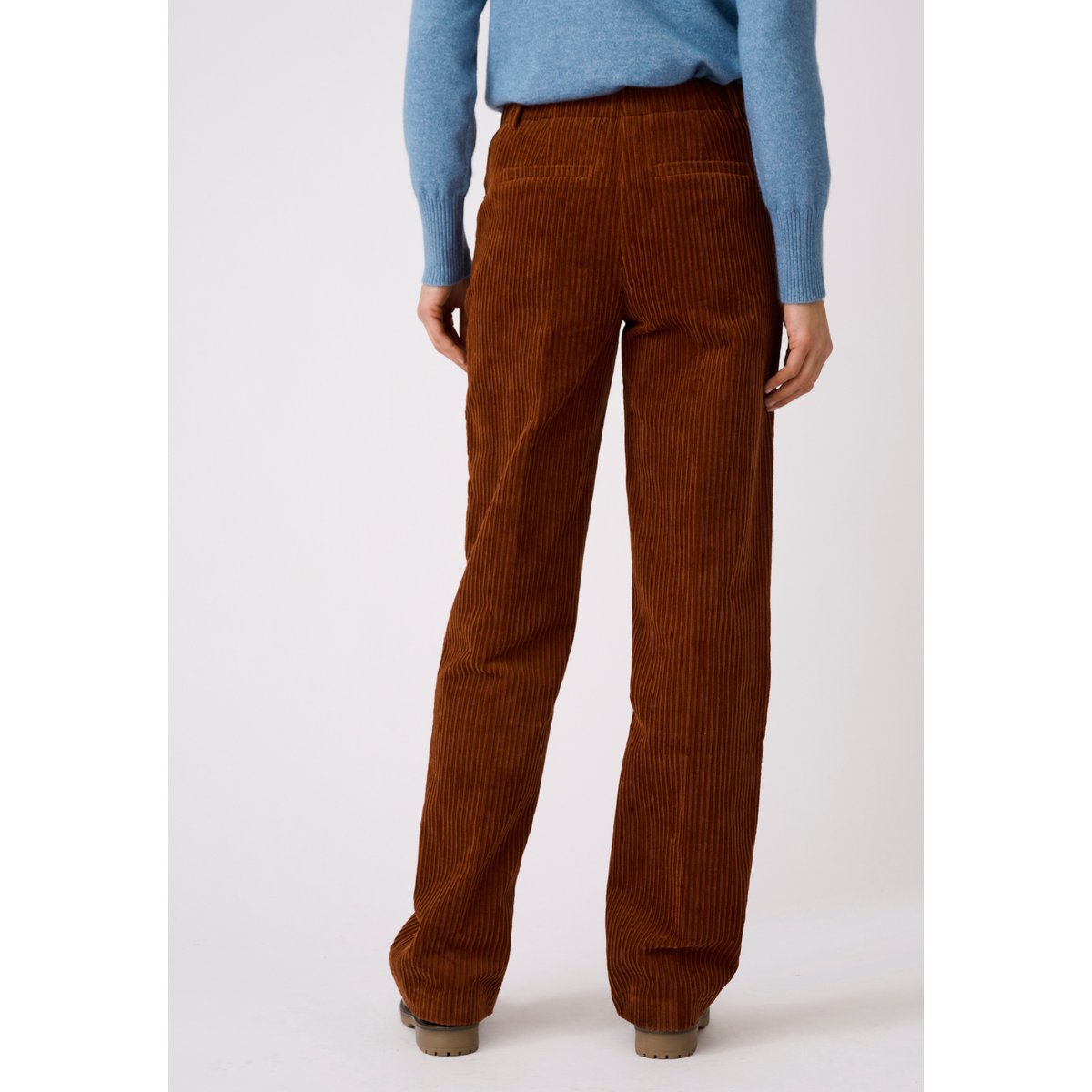 Pantalon velours grosses côtes marron rouille, DAMART