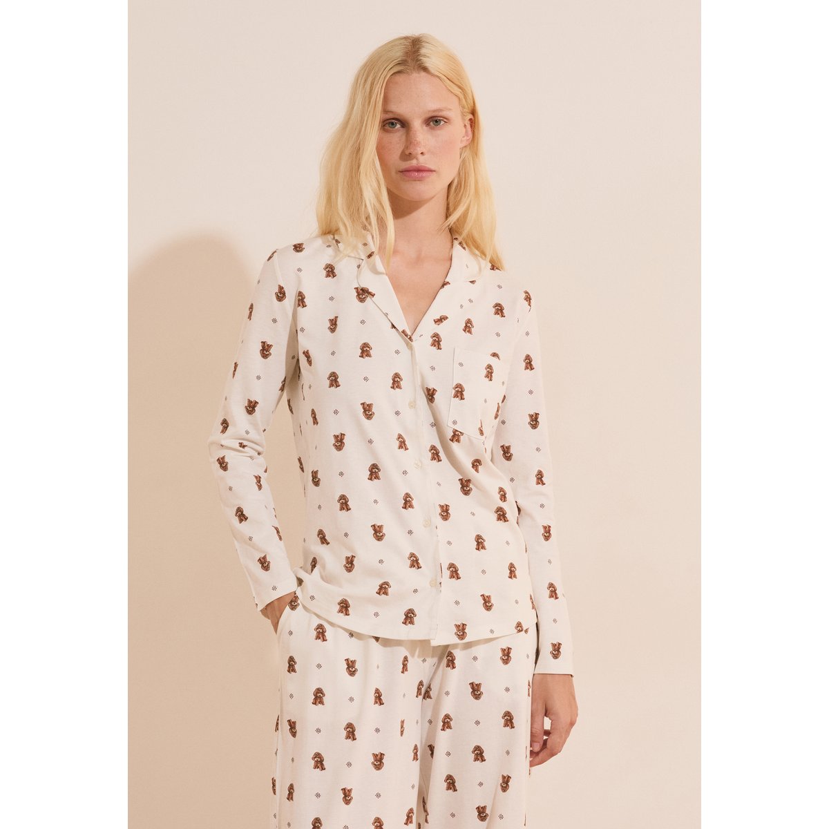 Chemise à motifs chiens en coton RUBY ecru, ETAM