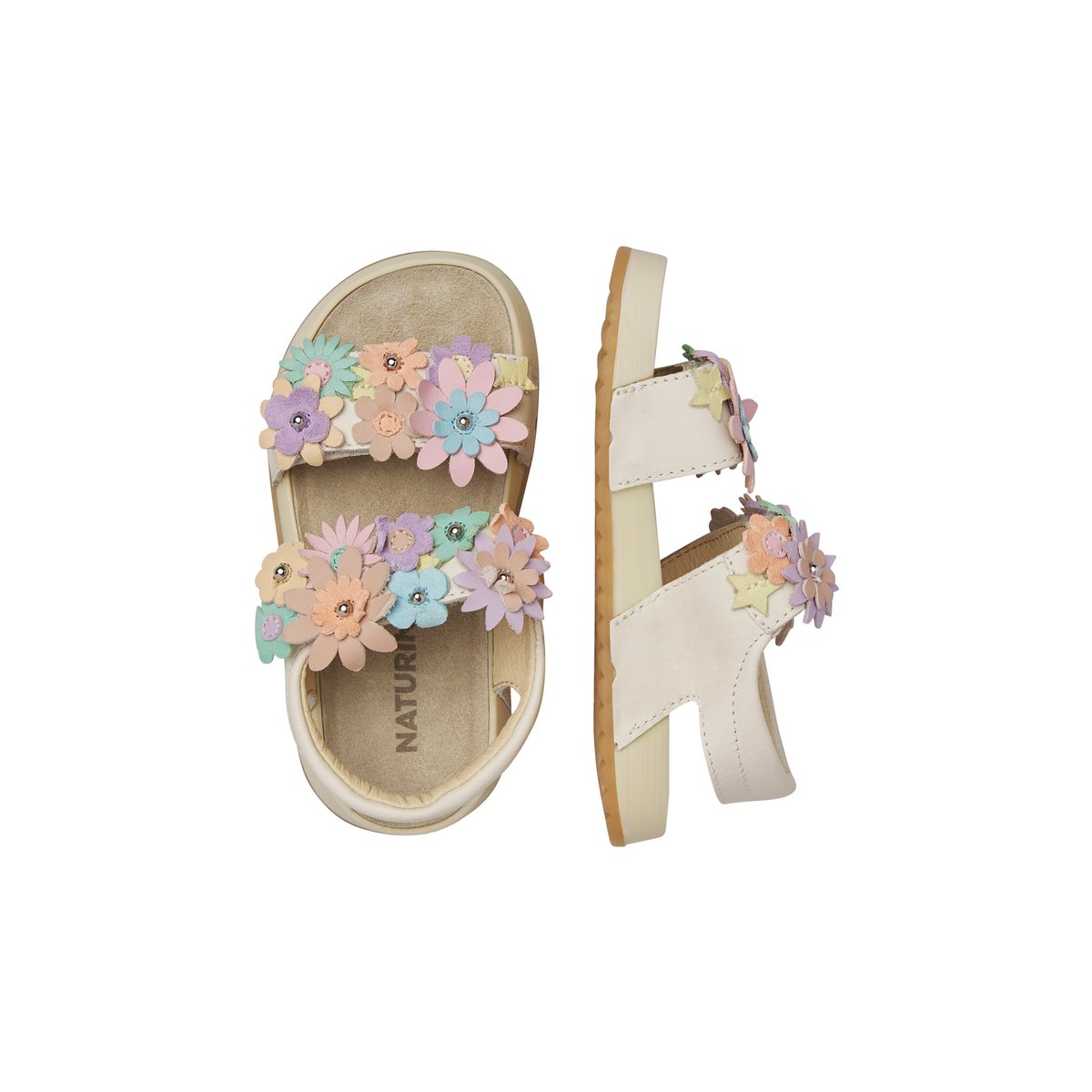 Sandales en cuir avec des fleurs appliquées NUMEES 2. blanc-, NATURINO