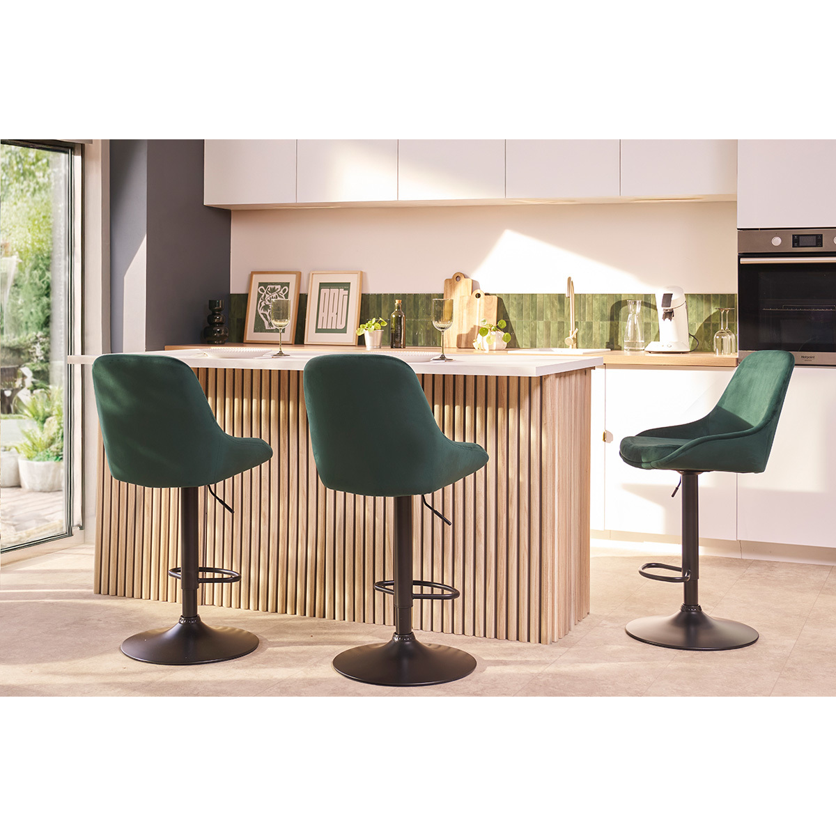 Tabourets de bar design réglables (lot de 2) HOLO taupe, MILIBOO