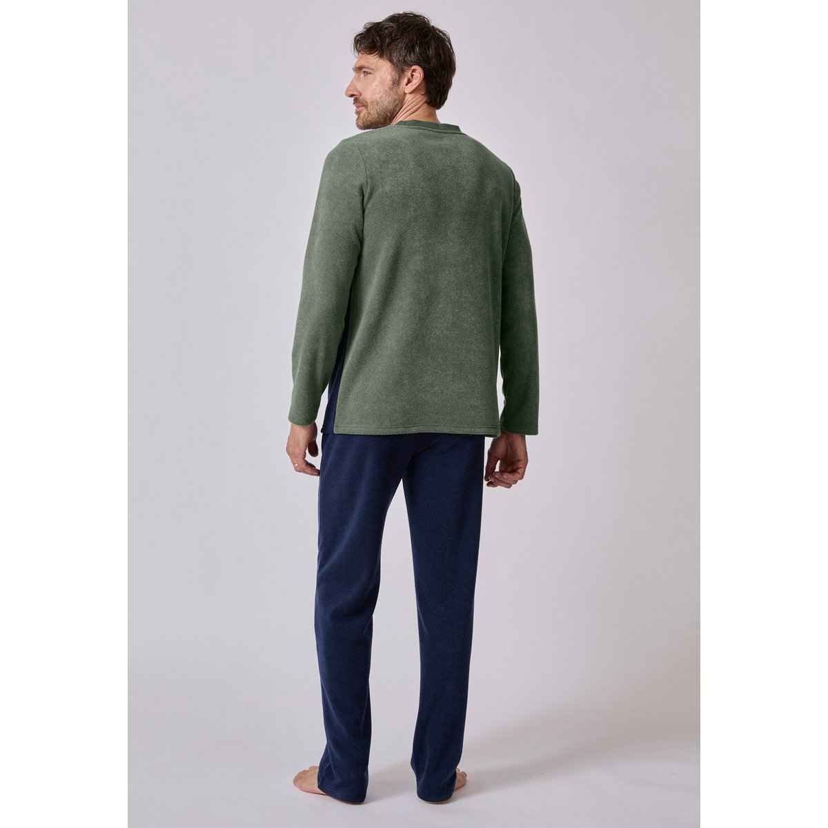 Pyjama Thermolactyl en maille bouclette bleu marine, DAMART