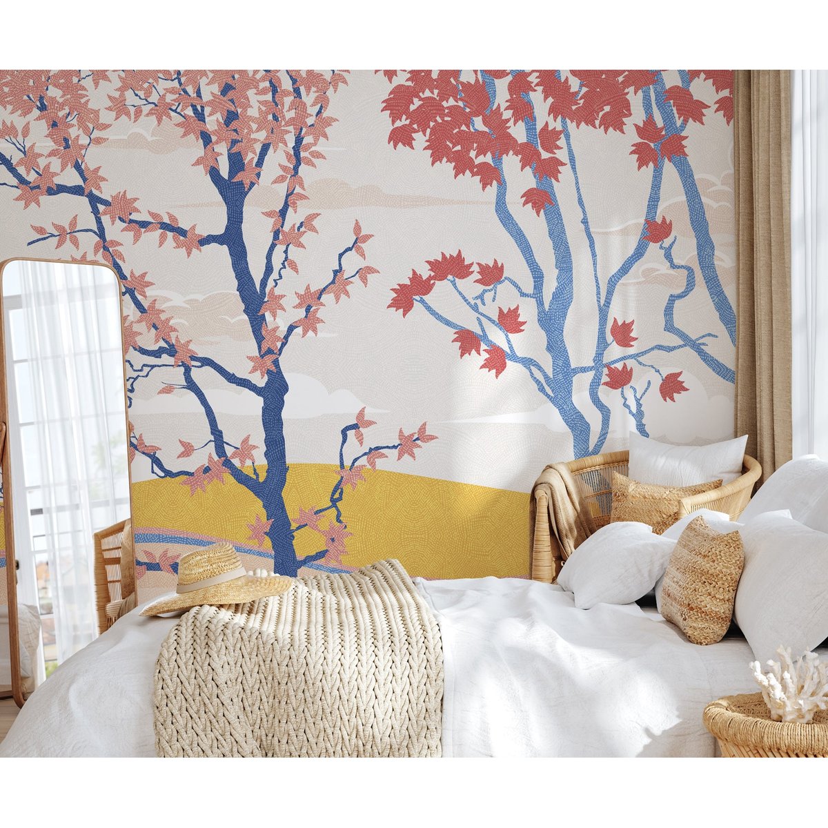 Papier peint panoramique Arbres Bleus - Lé Papiers de Ninon bleu, LE PAPIERS DE NINON