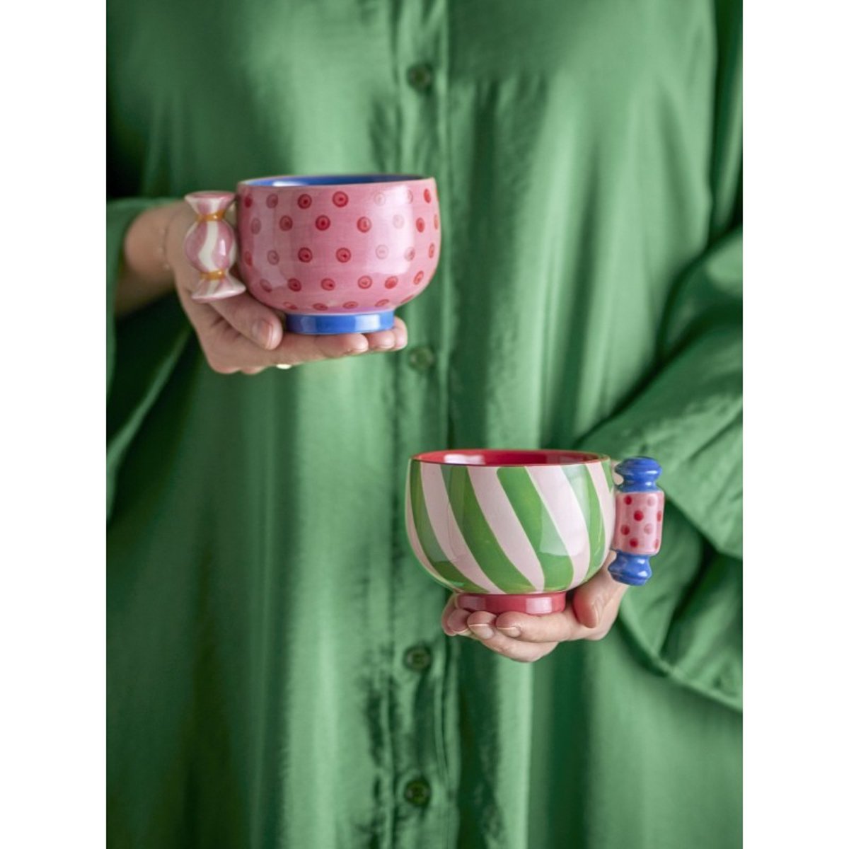 Tasse à café grès peint CARAMELLA set de 2 multicolore, BLOOMINGVILLE
