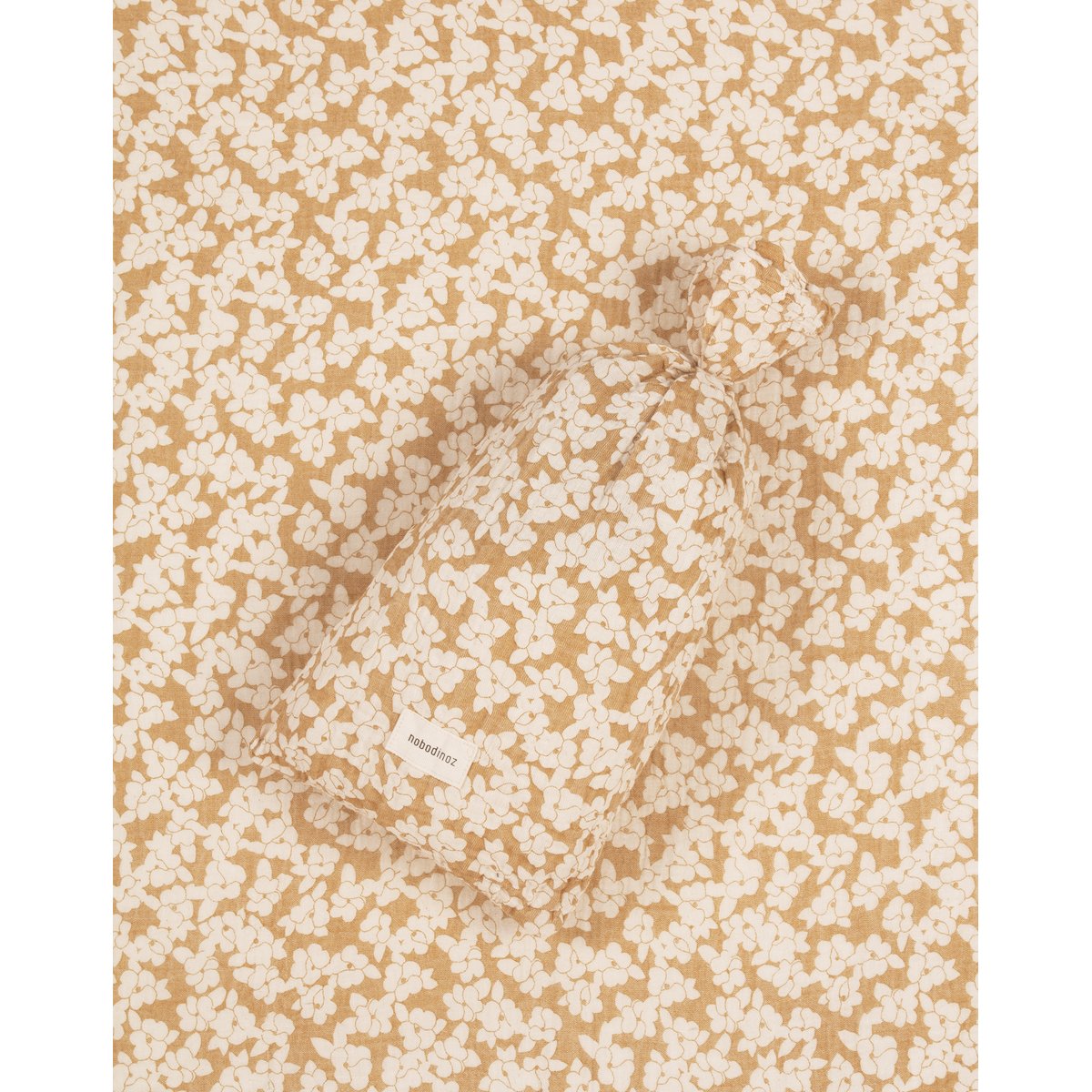 Parure de lit enfant en double gaze de coton lavé WABI-SABI marron doré sakura, NOBODINOZ