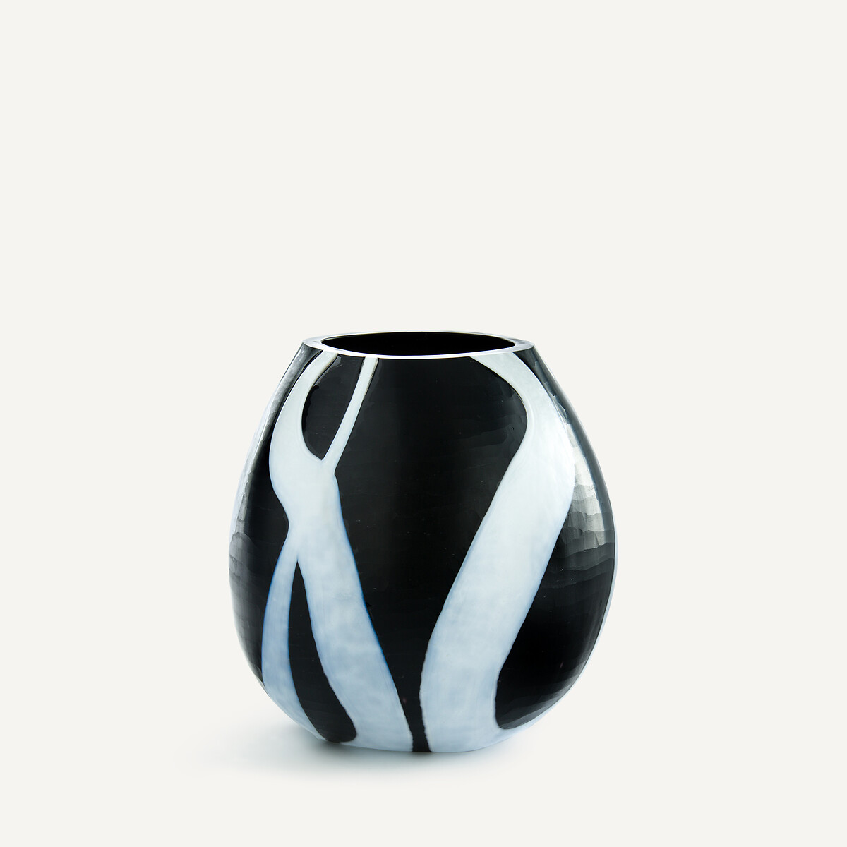 Vase en verre soufflé à la bouche, H20 cm, Neza noir/blanc, AM.PM