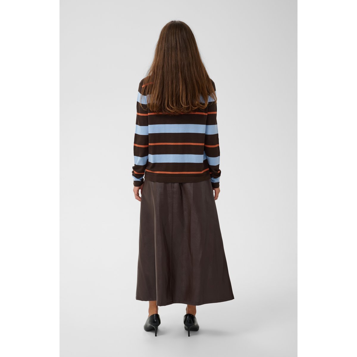 Cardigan à tricot marron bleu brown/blue stripe, CULTURE