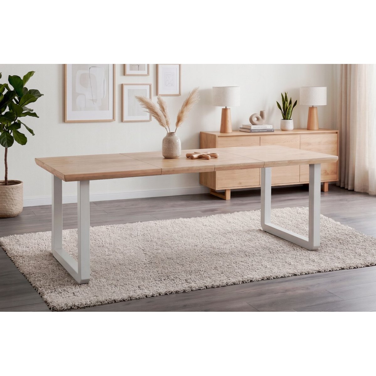 Table repas extensible en bois et métal - MATIKA blanc, MATHI DESIGN