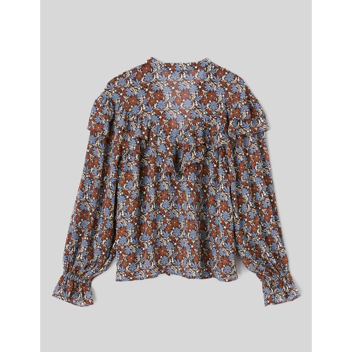 Blouse imprimée volantée multicolore, BZB