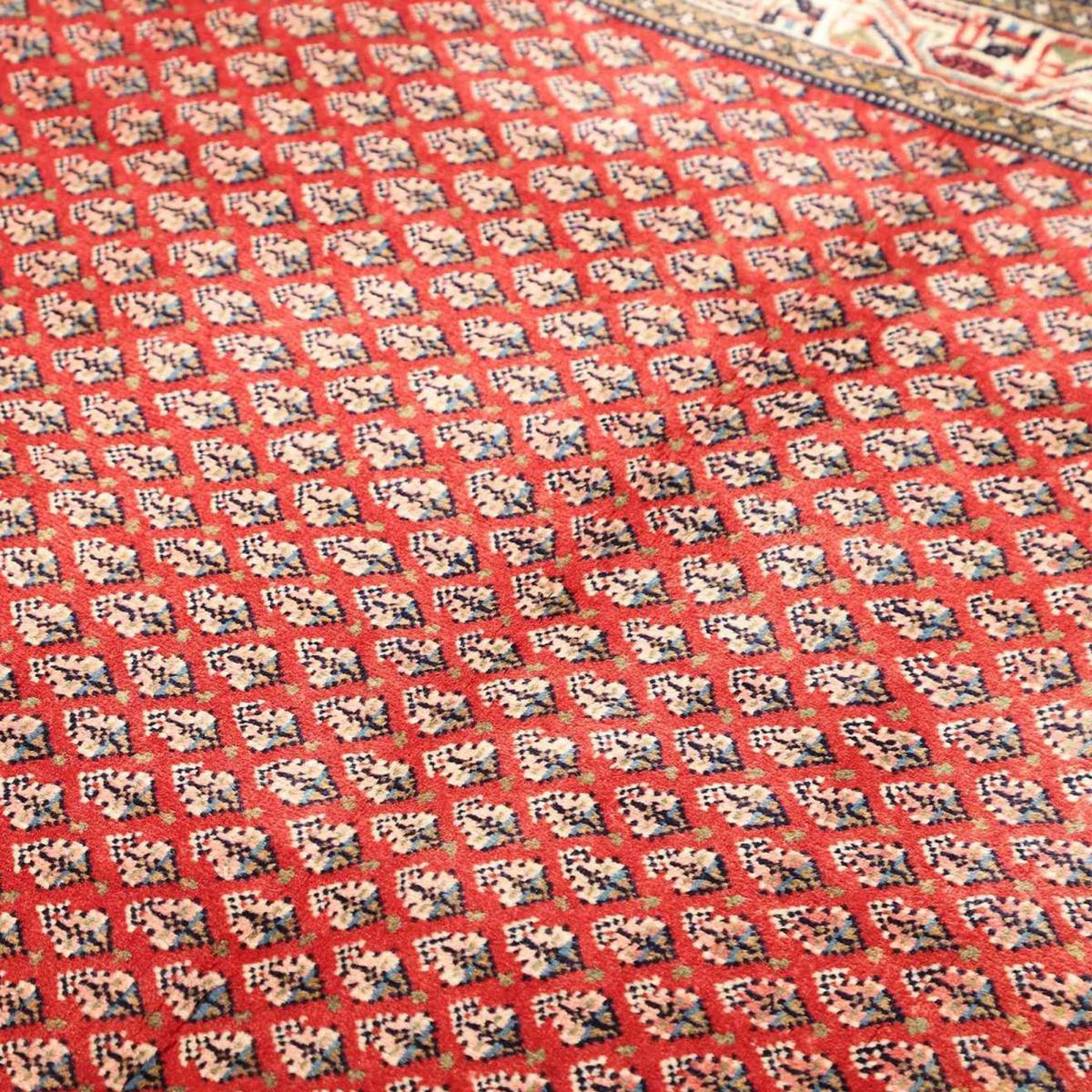 Tapis d'orient au motif oriental, noué main en laine, HAMADAN 51 rouge, crème, noir, UN AMOUR DE TAPIS