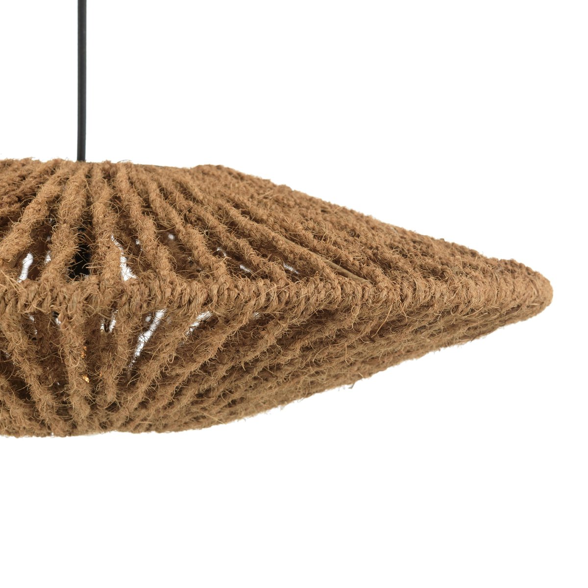 Suspension cymbale 60x60cm en fibre de coco et teck recyclé FOLELLI marron, PIER IMPORT