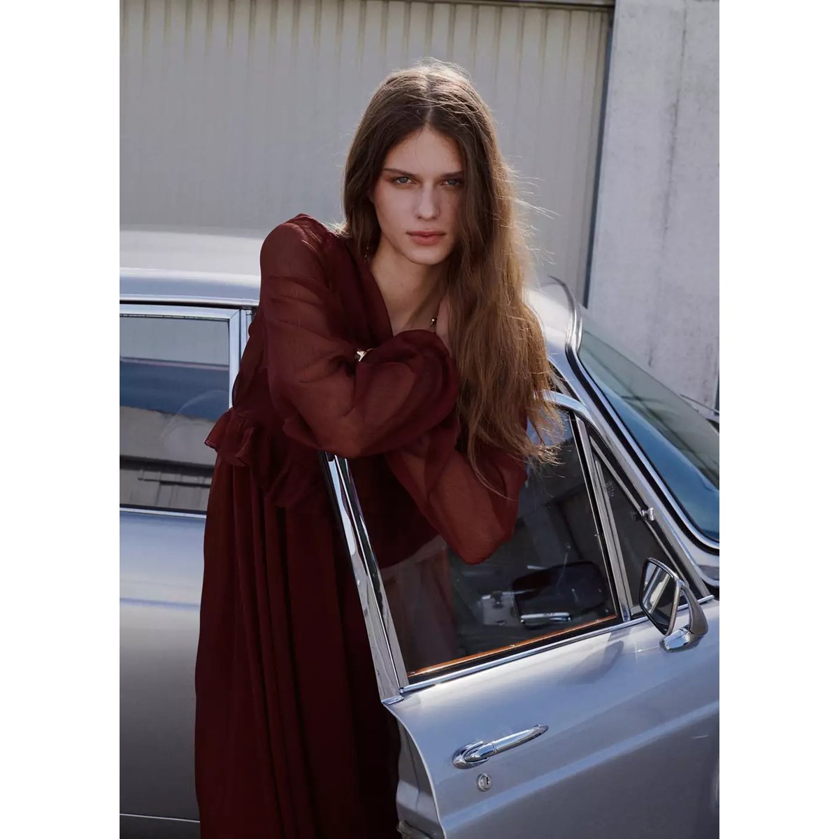 Robe manches bouffantes marron, MANGO