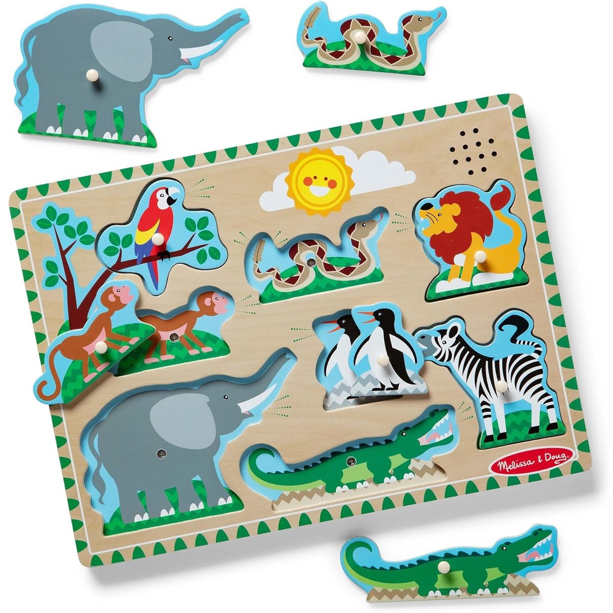 Puzzle sonore animaux du zoo vert, MELISSA & DOUG
