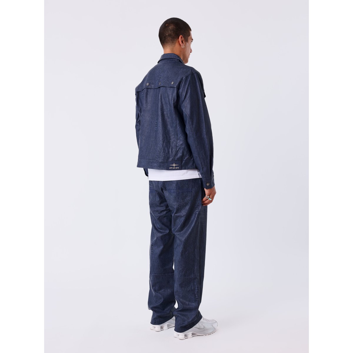 Pantalon en similicuir effet denim bleu, PROJECT X
