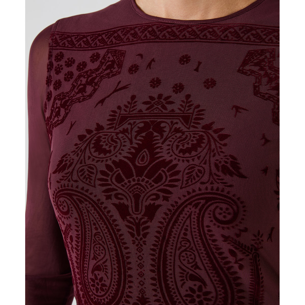 Henley en Mesh à Manches Longues et Imprimé Floqué marron, JOE BROWNS