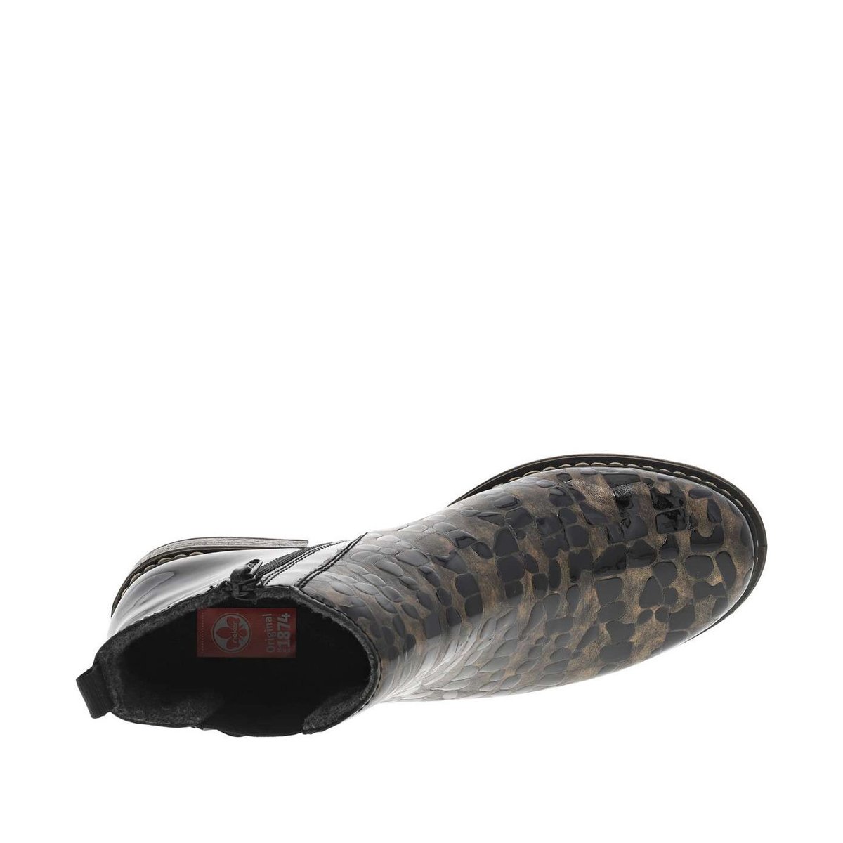 Boots cuir talon décroché bas bronze, RIEKER