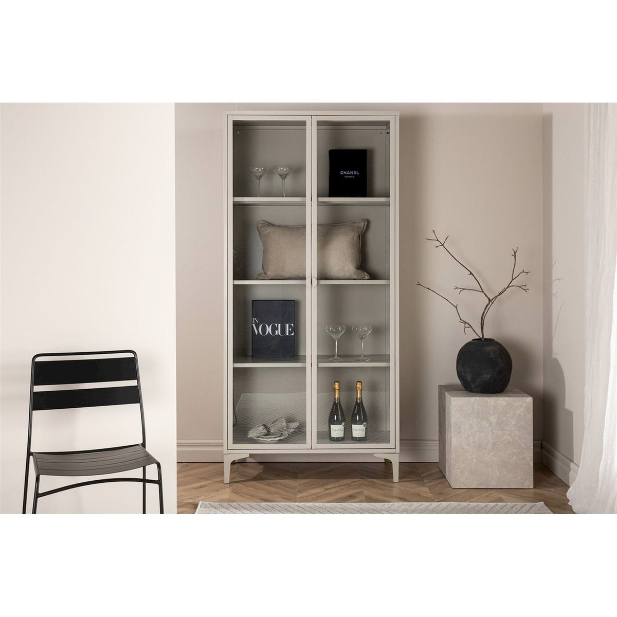 Vitrine en métal collection PIRING beige, RECOLLECTION