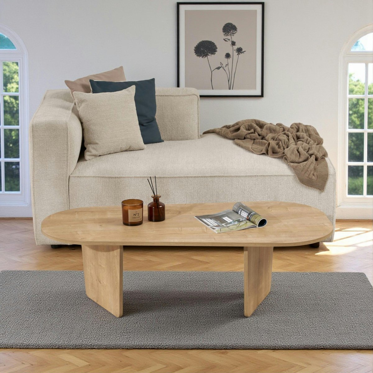 Table basse design organique MARFA chêne, PIER IMPORT