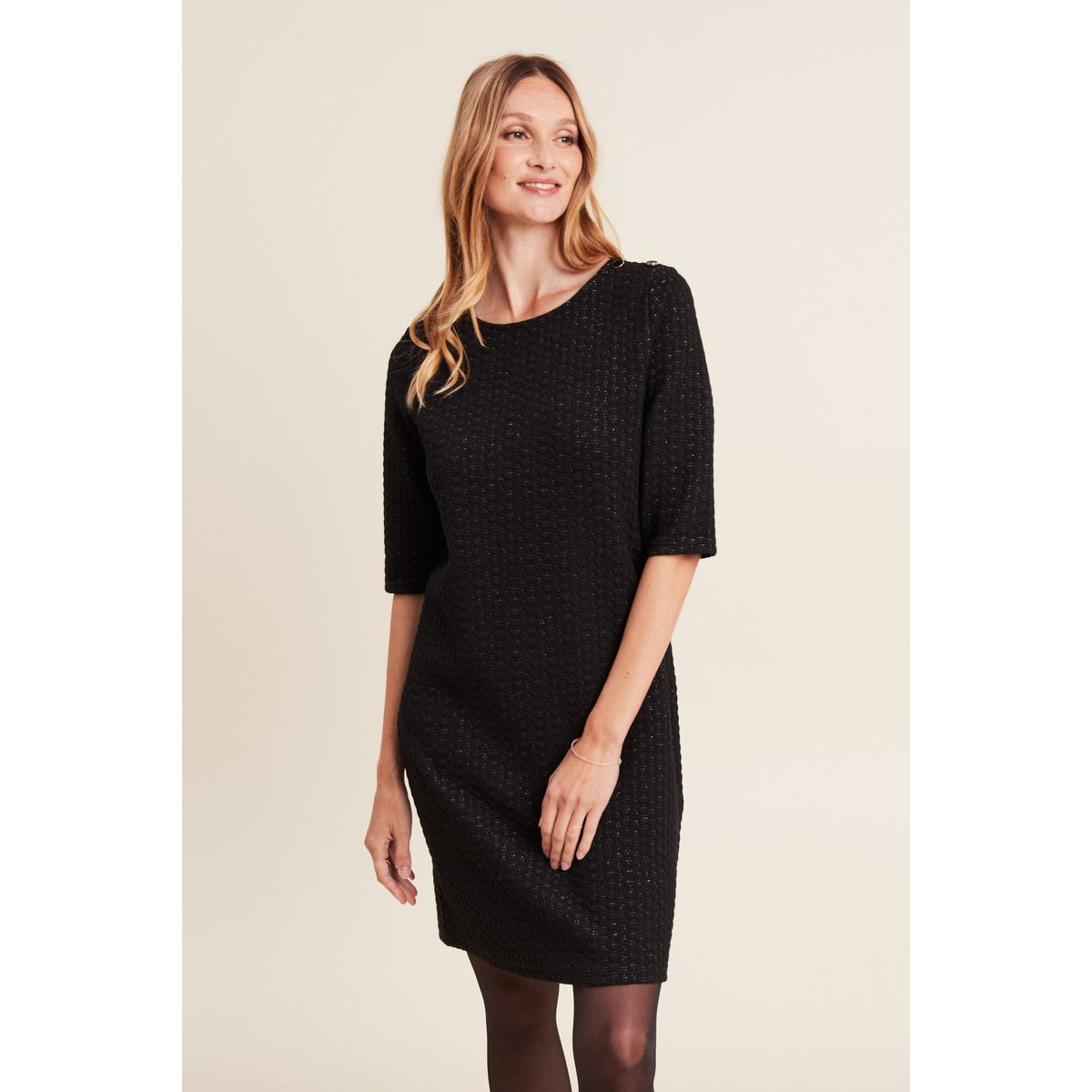 Robe droite manches 3/4 noir, BREAL