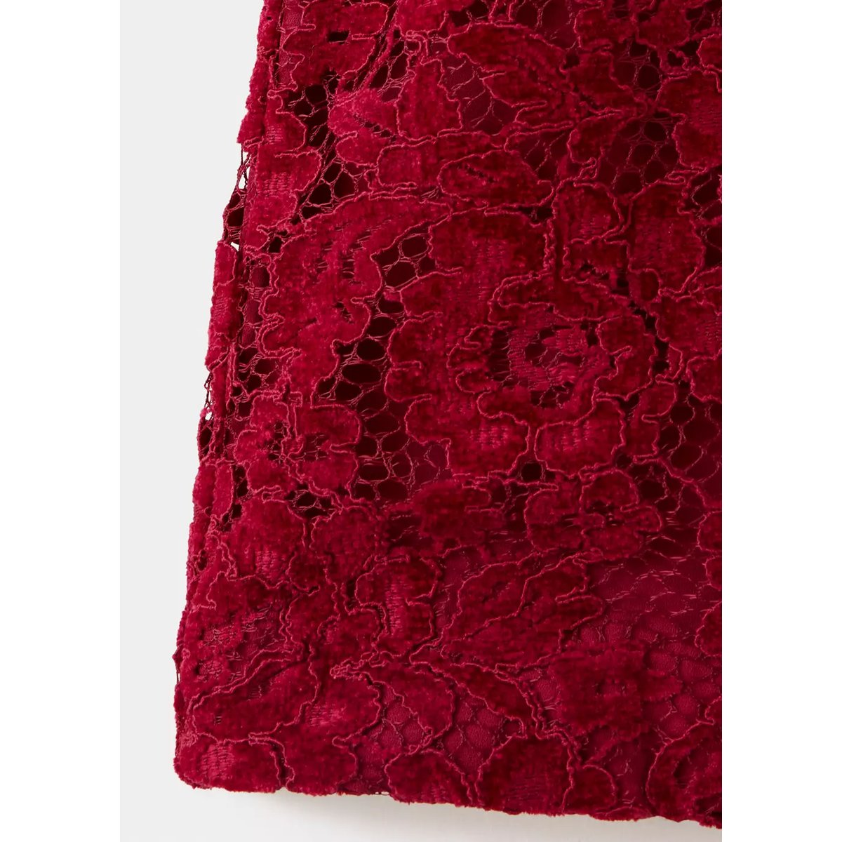Jupe en dentelle à fleurs rouge, MANGO