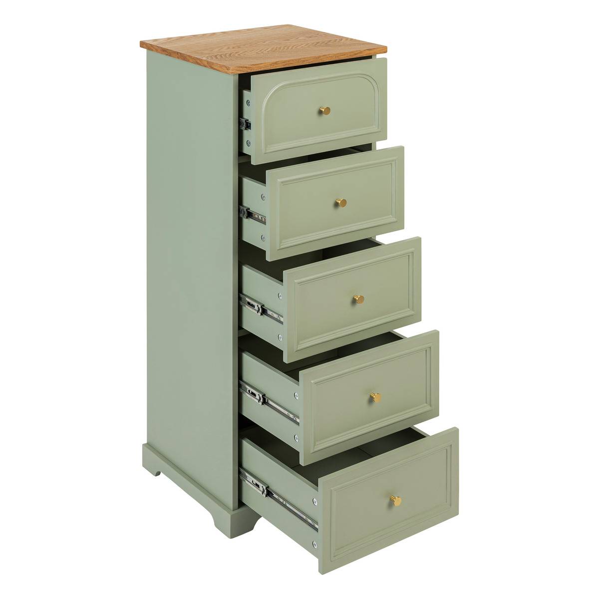 Commode chiffonnier 5 tiroirs bois MOHEA vert céladon, ATMOSPHERA