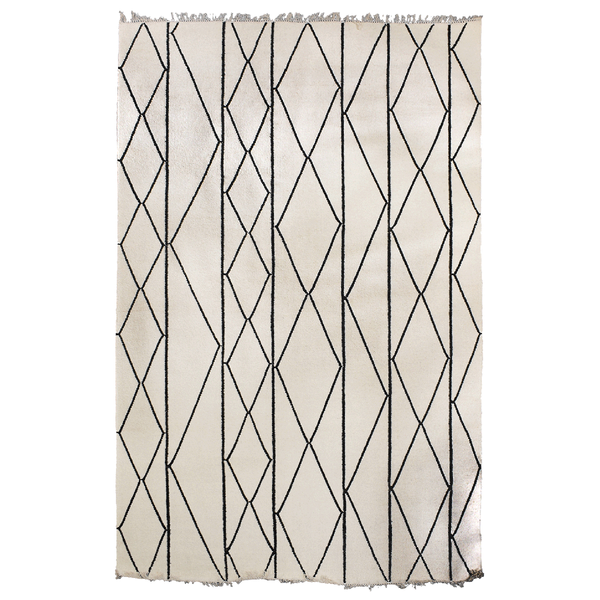 Tapis salon et chambre fait main en laine motif scandinave ELARA beige, noir, UN AMOUR DE TAPIS