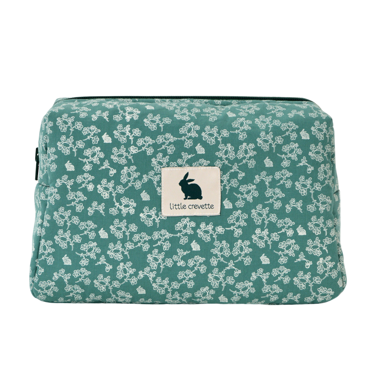 Trousse de toilette coton bio MAHE vert, LITTLE CREVETTE