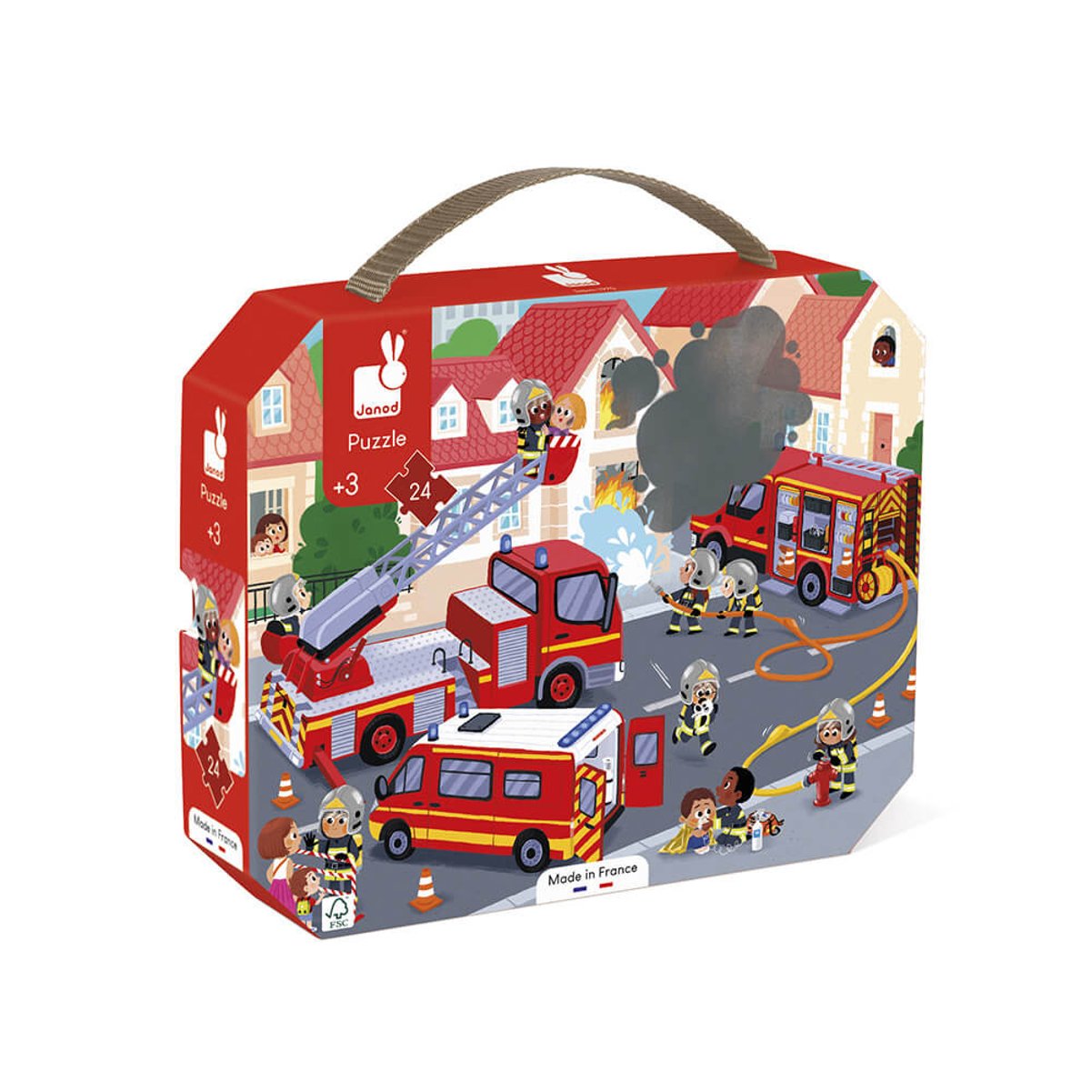 Puzzle Pompiers 24 Pièces rouge, JANOD