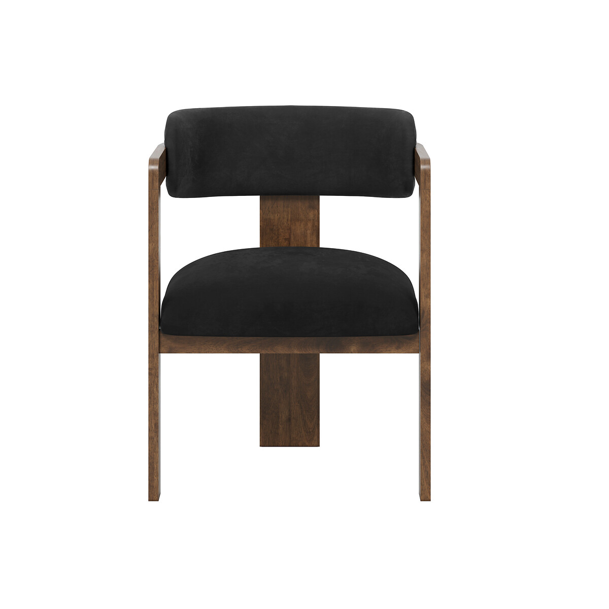 Mirabella Curved Velvet Dining Armchair with Walnut Frame black/walnut, ÉDITÉ