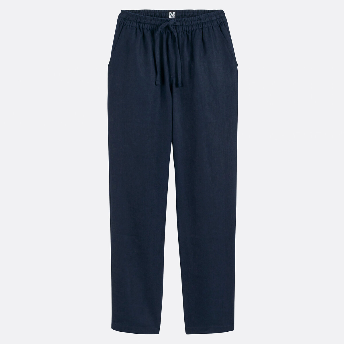 Pantalon droit en lin bleu marine, LA REDOUTE COLLECTIONS