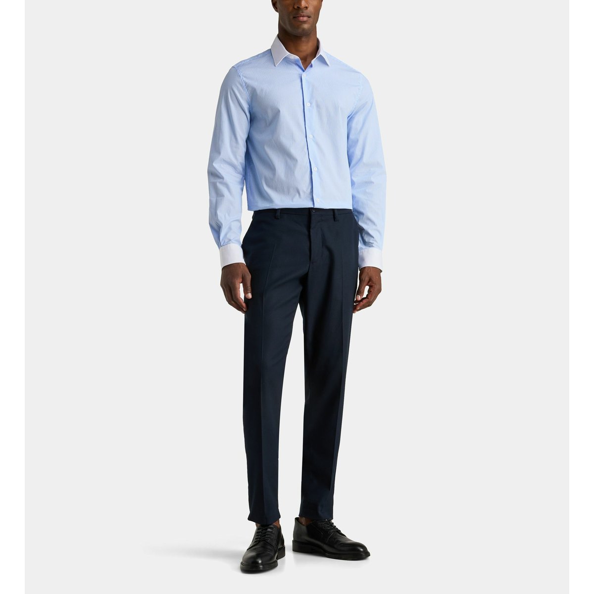 Chemise droite hraycr à rayures en coton bleu clair, GALERIES LAFAYETTE