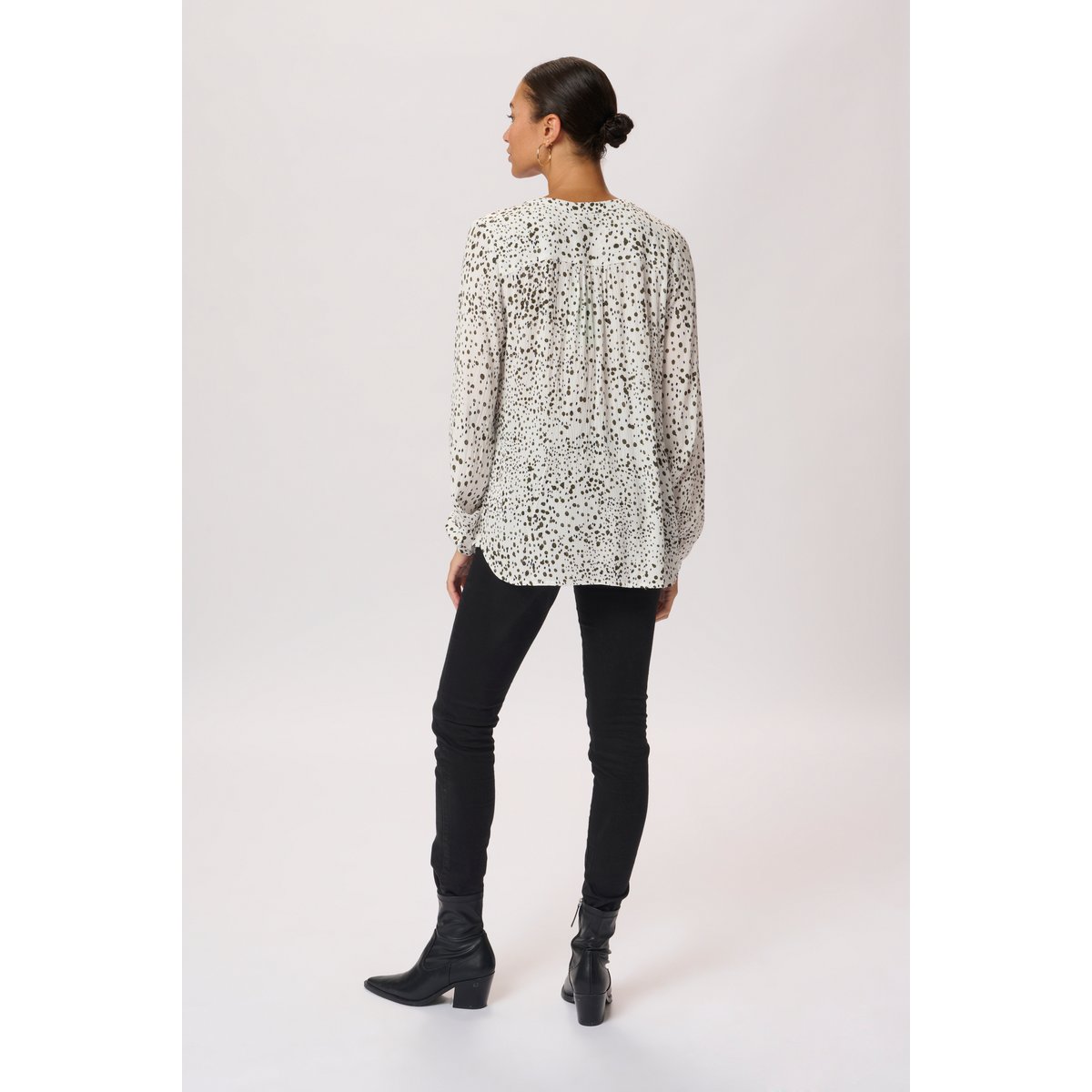 Long sleeved blouse blanc/vert a pois, KAFFE