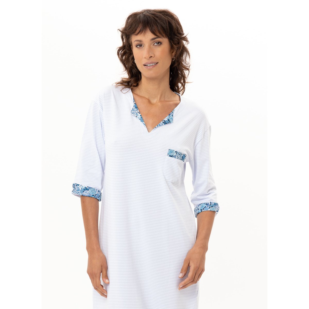 Chemise de nuit longue en coton GARDEN 211 multicolore, LE CHAT