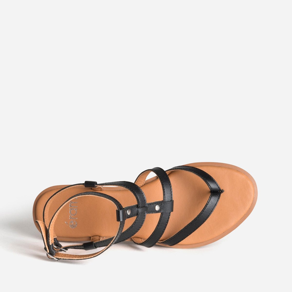 Sandale Plate en cuir SIDRA noir, ERAM