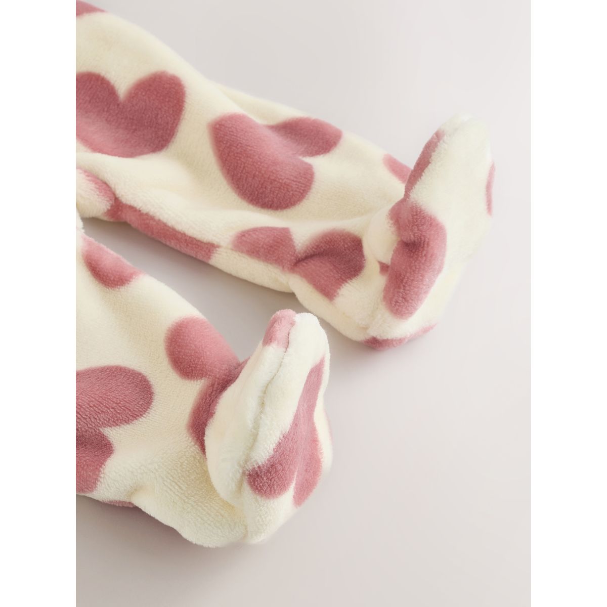Dors-bien en polaire à zip double sens cœur écru/rose, NEXT